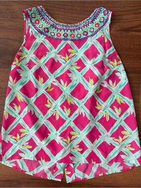 Lilly Pulitzer Iona Silk Top, Bam for Your Buck, M